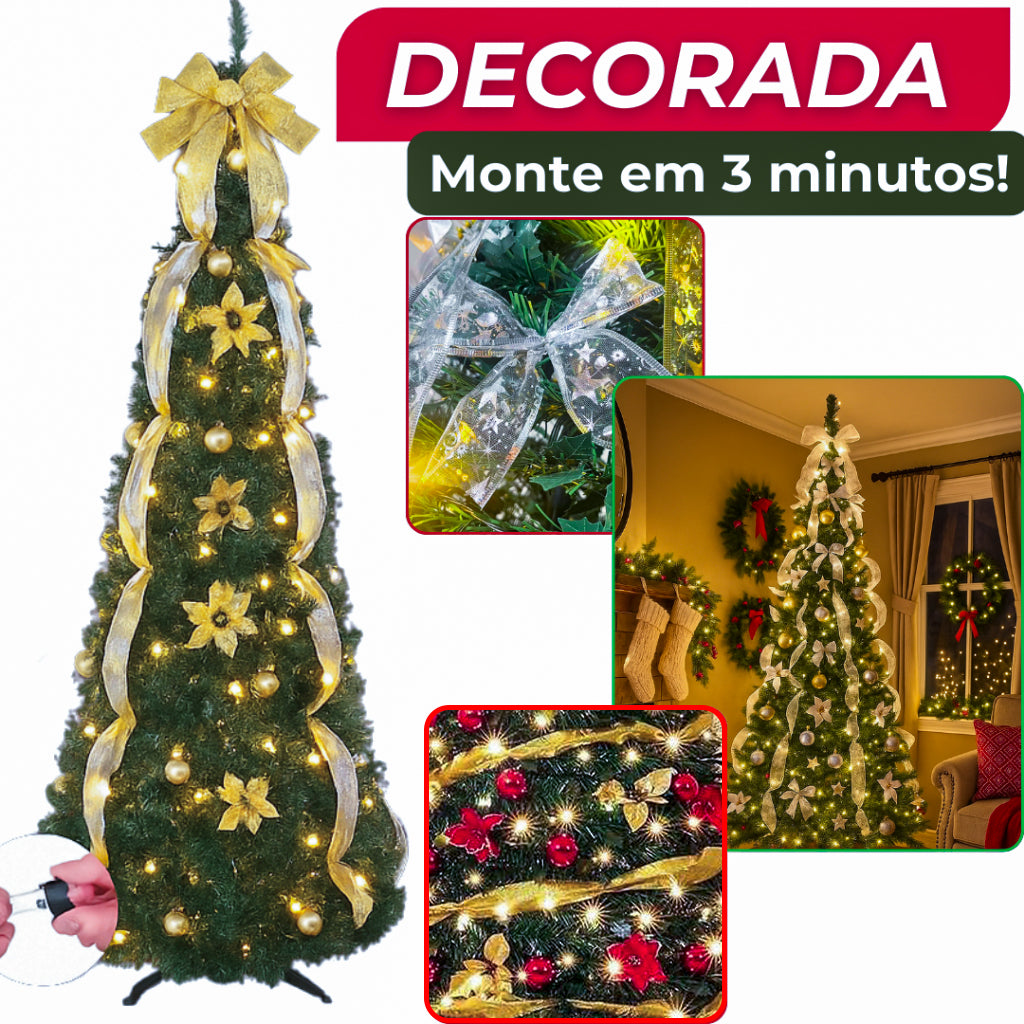 A Árvore de Natal Mais Rápida do Brasil – Monta em Segundos, Já Vem com LED e Acompanha BRINDE Exclusivo!