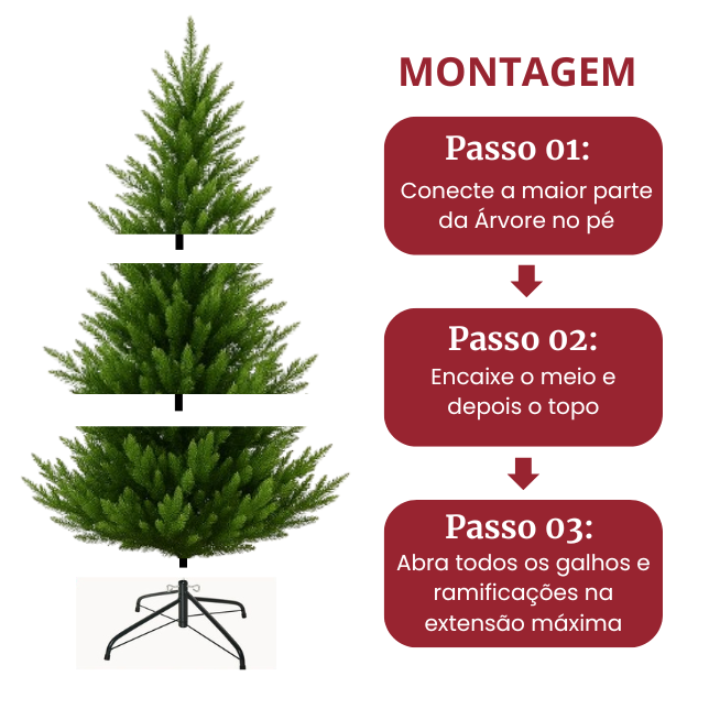 Árvore de Natal Pinheiro sem Led  Montagem rápida