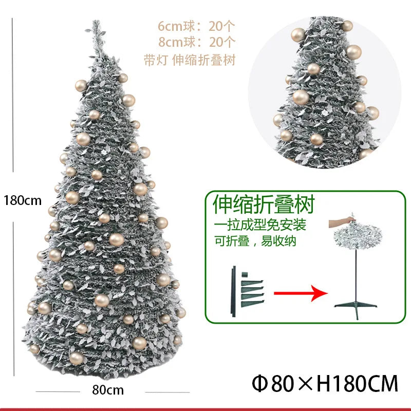 Nova árvore de natal retrátil reunindo pagode nevando árvore de natal decoração do feriado fontes de festa navidad xysds