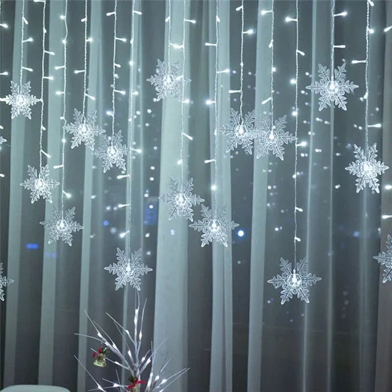Cortina de Luzes LED Floco de Neve – Magia Natalina em Cada Detalhe