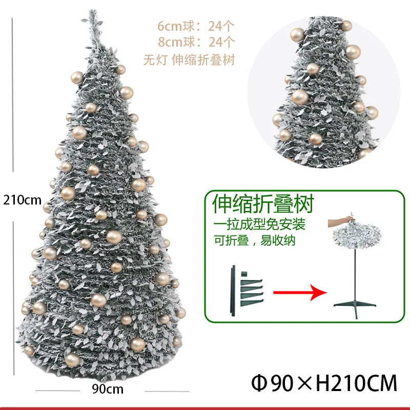 Nova árvore de natal retrátil reunindo pagode nevando árvore de natal decoração do feriado fontes de festa navidad xysds